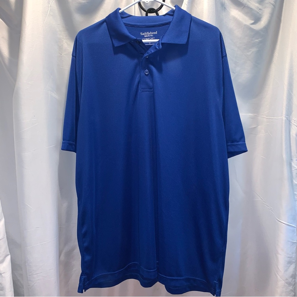 • Saddlebred Big & Tall Comfort Performance Cobalt Blue Polo Shirt For Men •